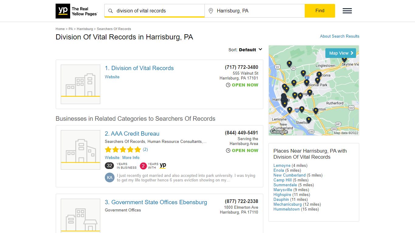 Division Of Vital Records in Harrisburg, PA - yellowpages.com